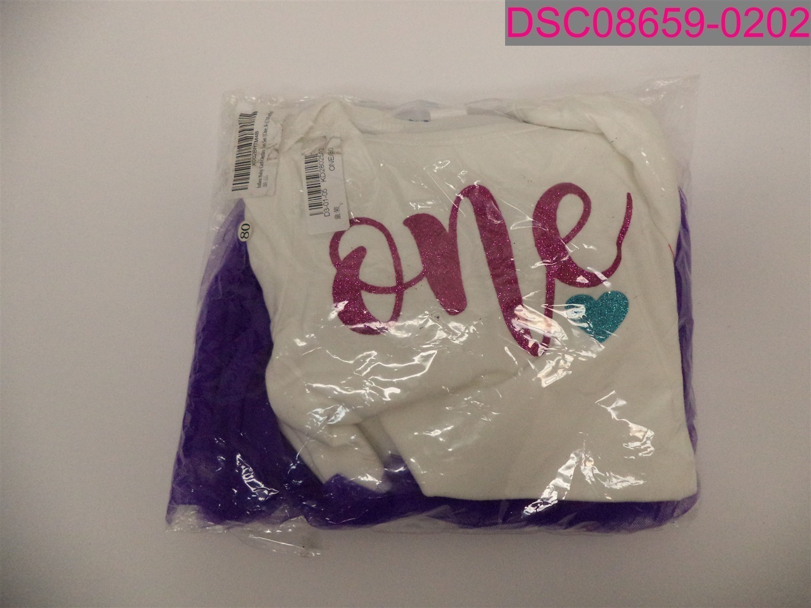 Baby Girl’s 1st Birthday Outfit Purple White 6-12 Months 5 Pieces