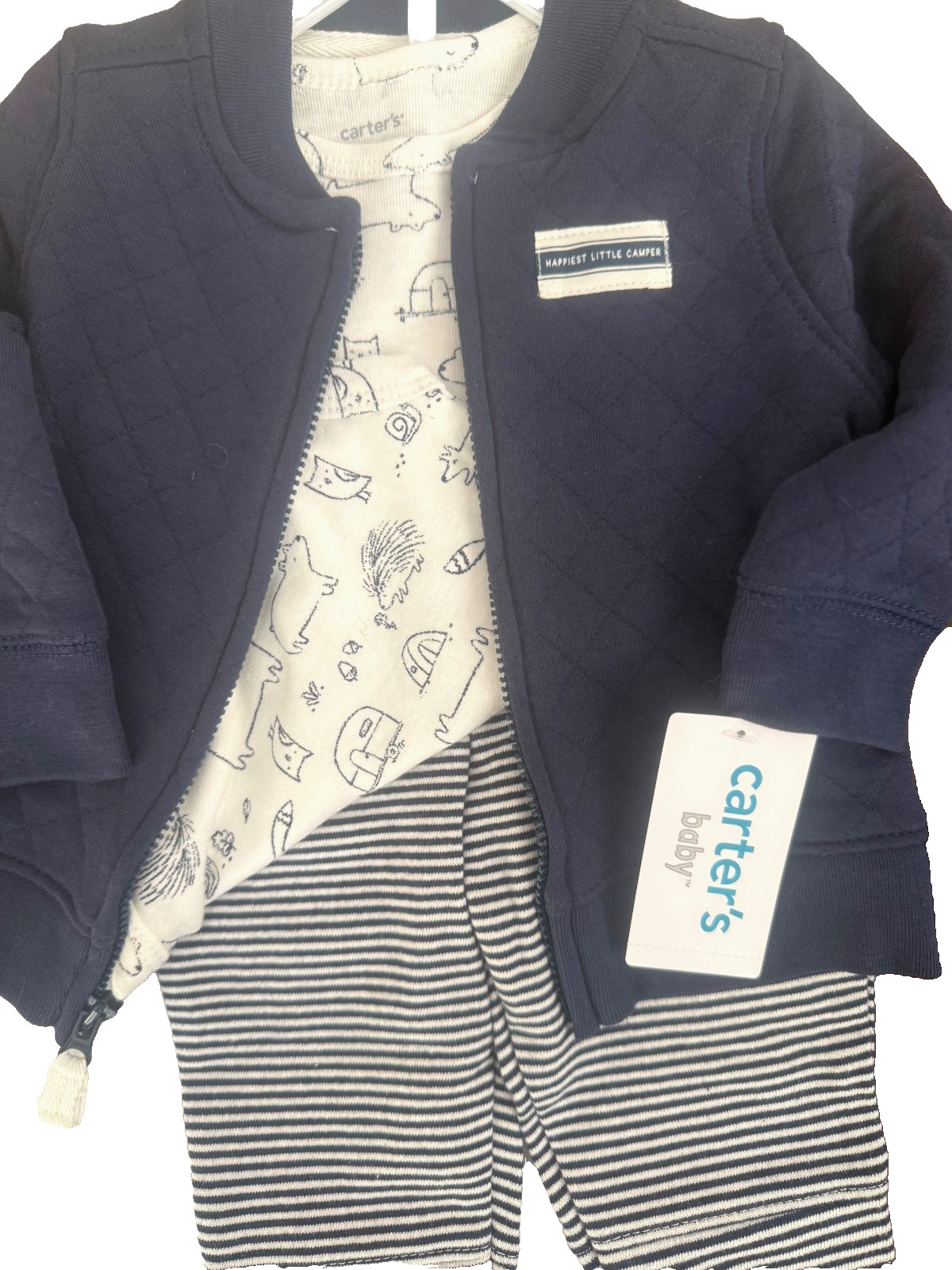 $36 NWT CARTER’S 3 PC BOY’S ZIP JACKET PANTS BODYSUIT SET SZ 3 MONTHS ADORABLE