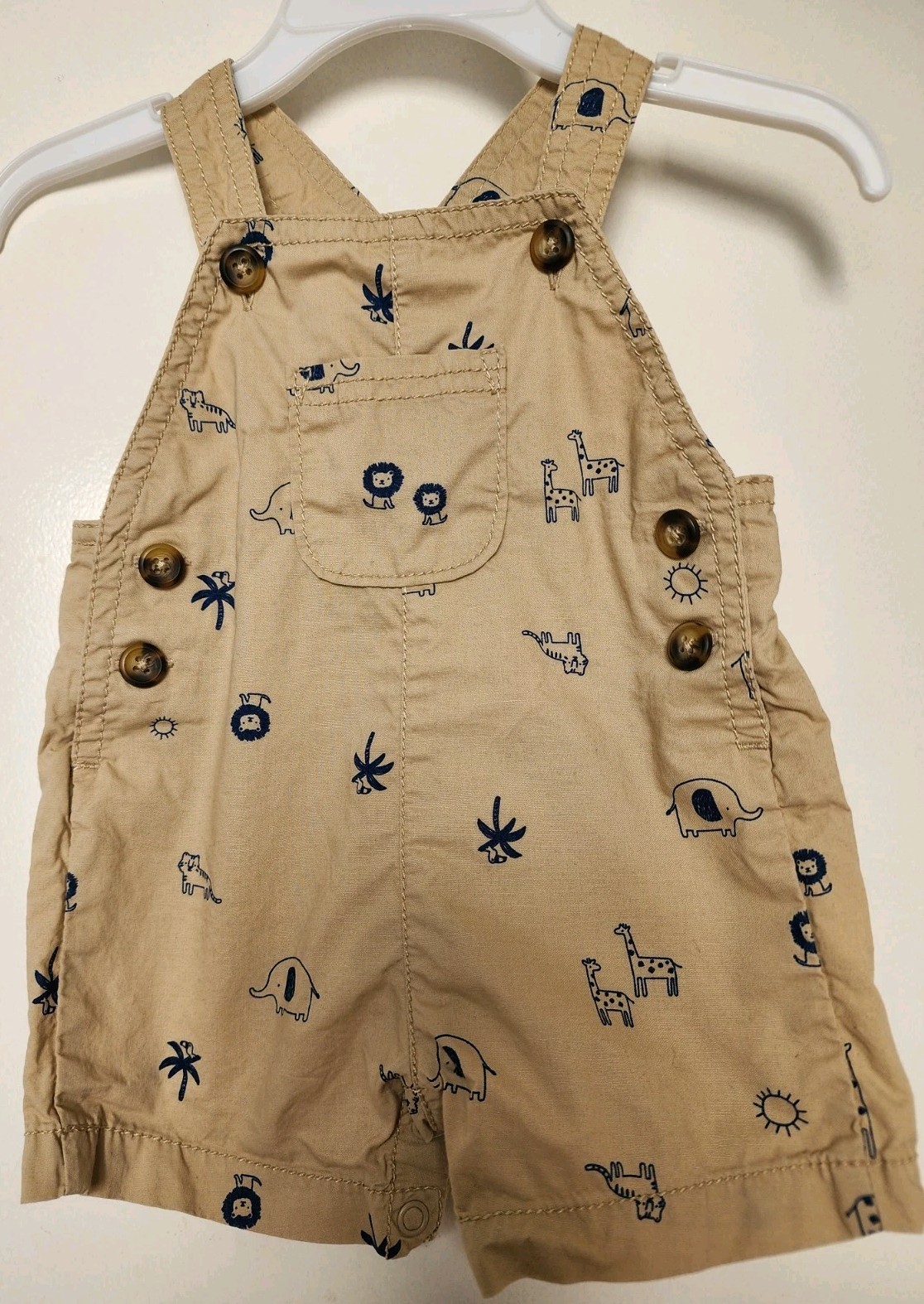 Just One You Baby Boys Romper Bib Shorts Safari Animals Size 3 Months
