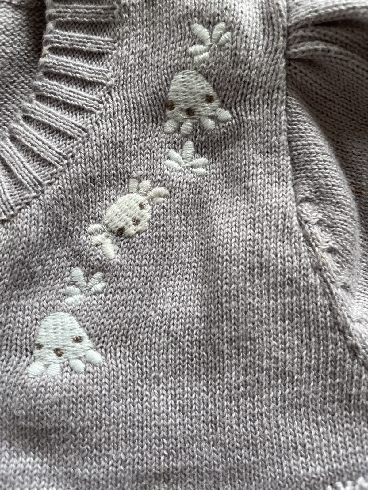 D’PAM NWT Grey Cotton Knit Embroidered Top & Coordinating Pants-23Mos
