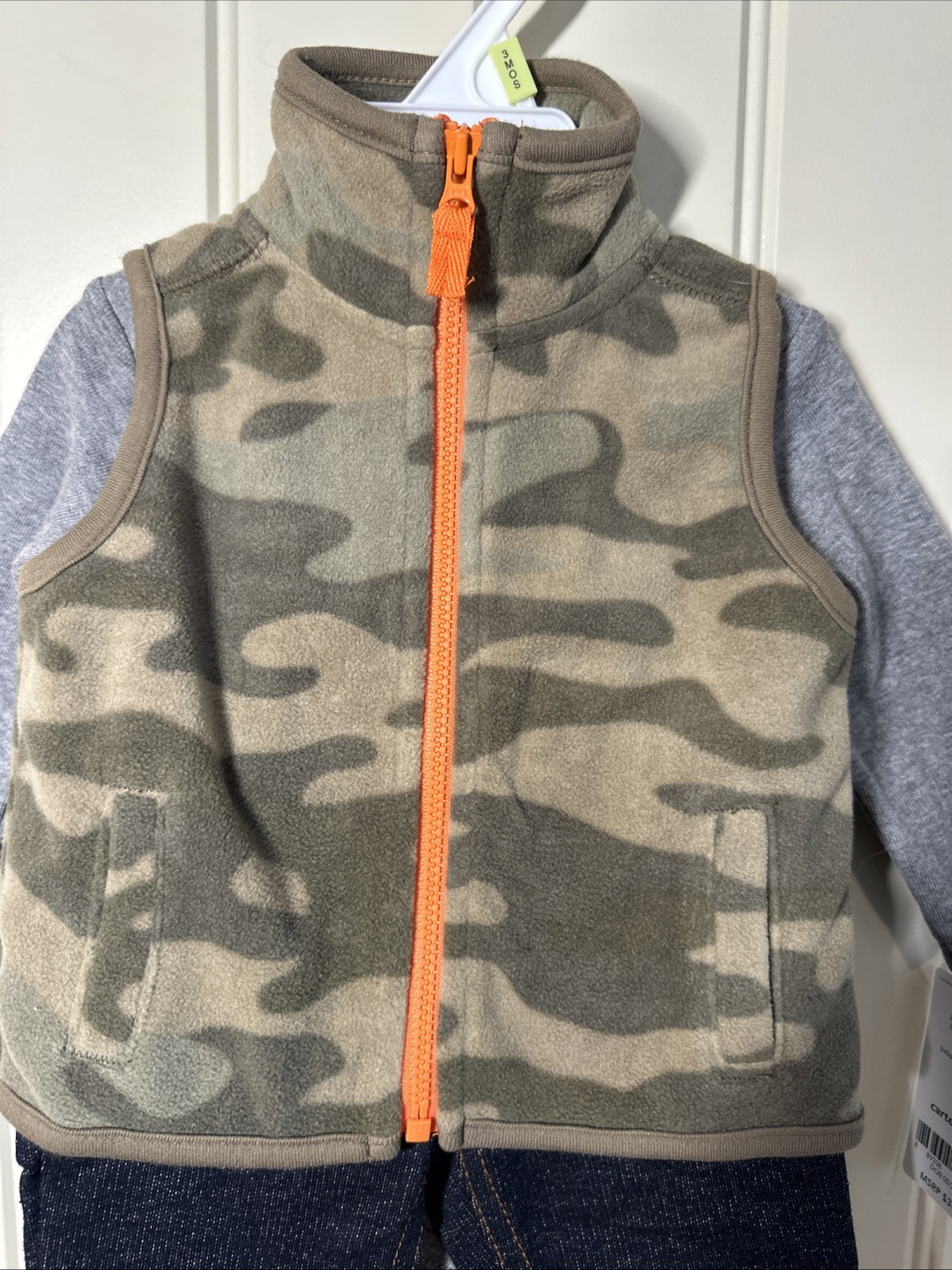 Carter’s Infant 3 Piece Set Bodysuit Camoflauge Vest & Pant Baby Boy 3 Months 3M