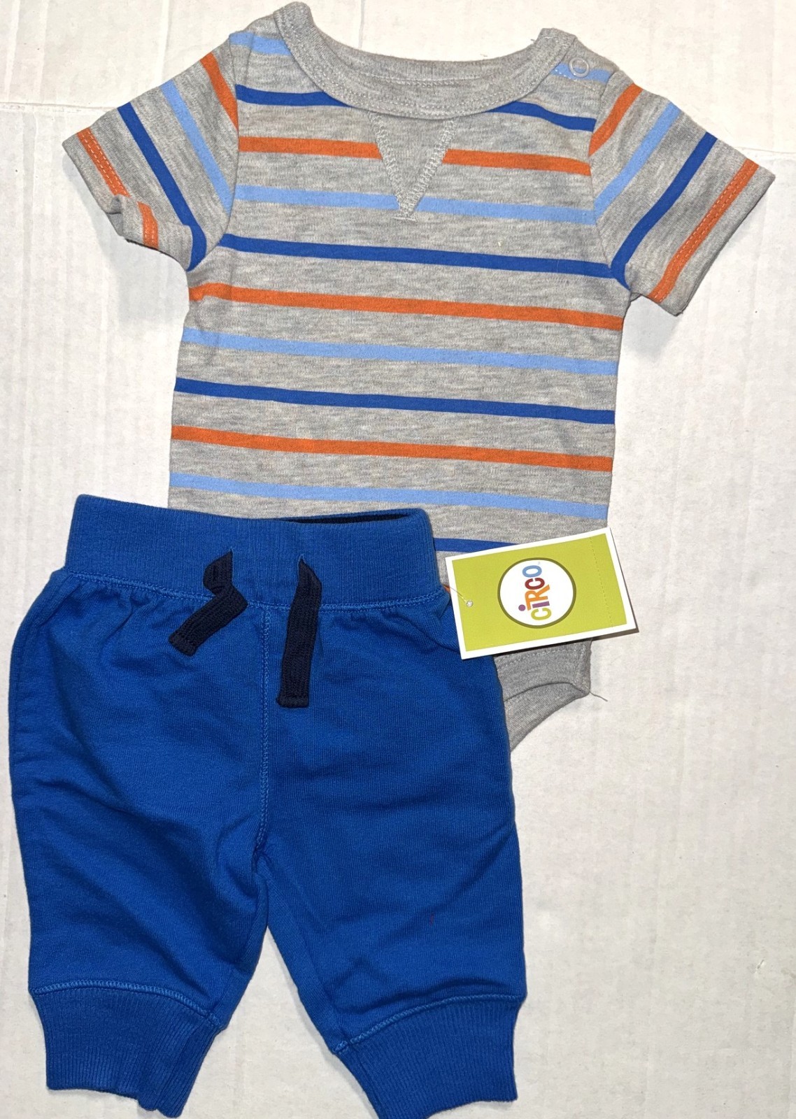 GARANIMALS 2 piece set blue/gray STRIPES motif size NEWBORN