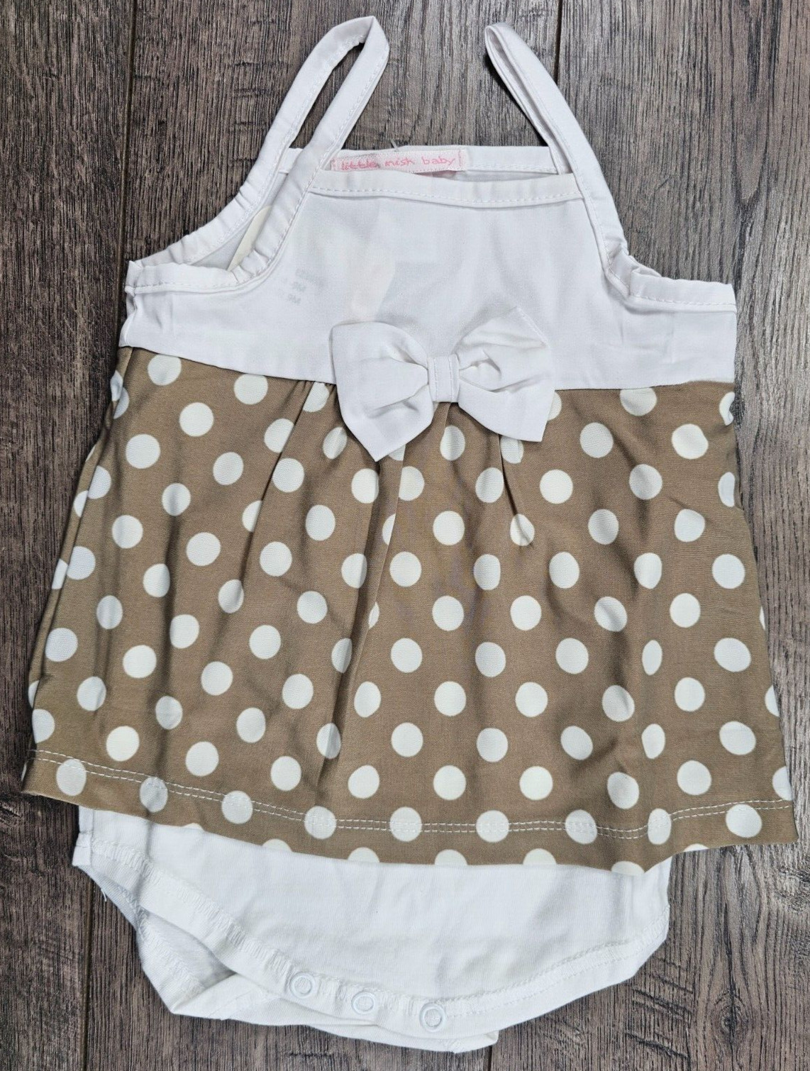 Baby Girl Clothes New Little Mish Baby 9 Month Brown & White Romper Outfit