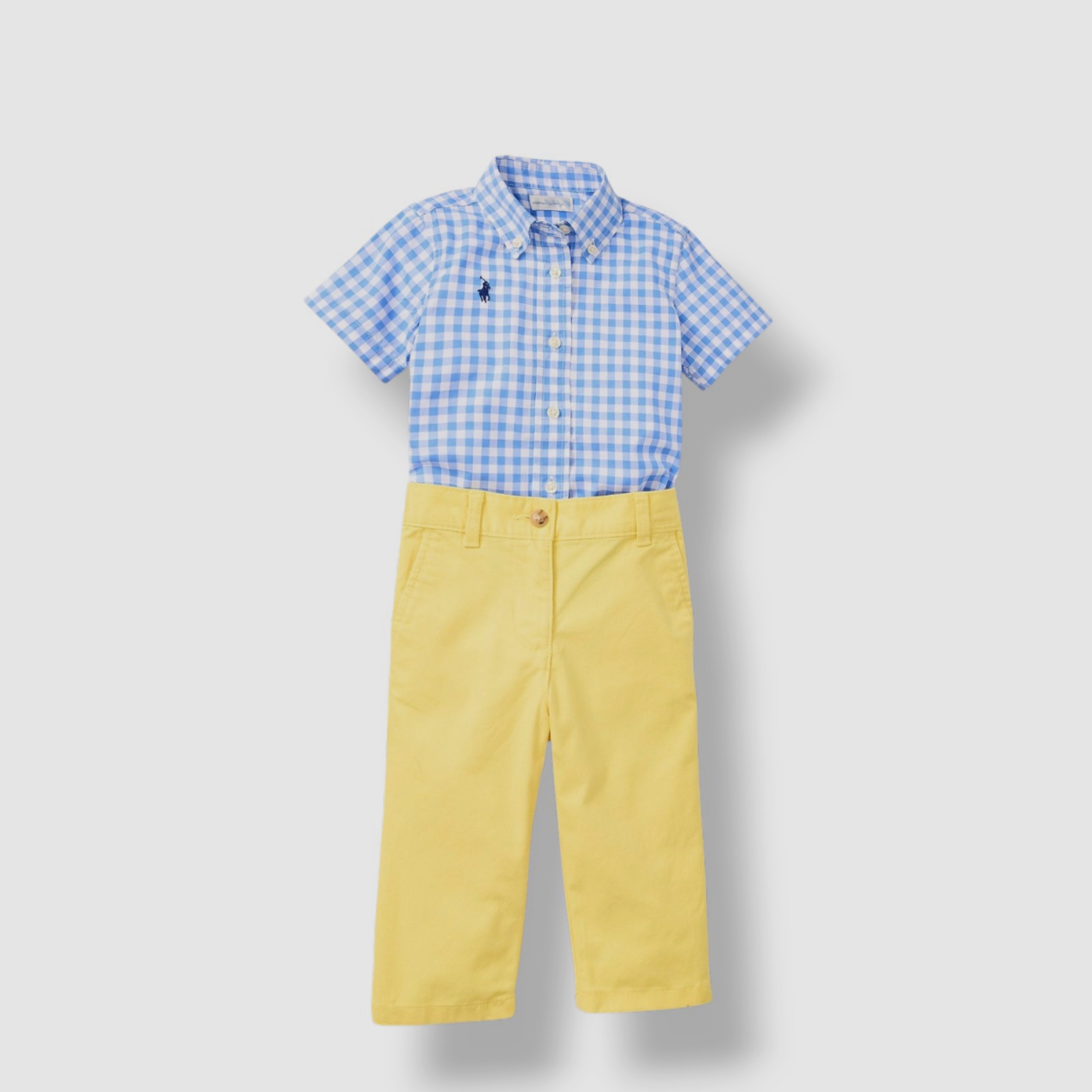 Polo Ralph Lauren Baby Boys Blue Cotton Shirt and Flex Abrasion Pants Set 6M
