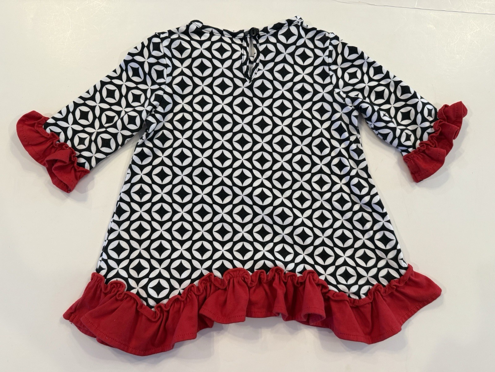 RARE EDITIONS BABY GIRLS SANTA CLAUS CHRISTMAS GEOMETRIC TOP OUTFIT Sz 9M NWOT