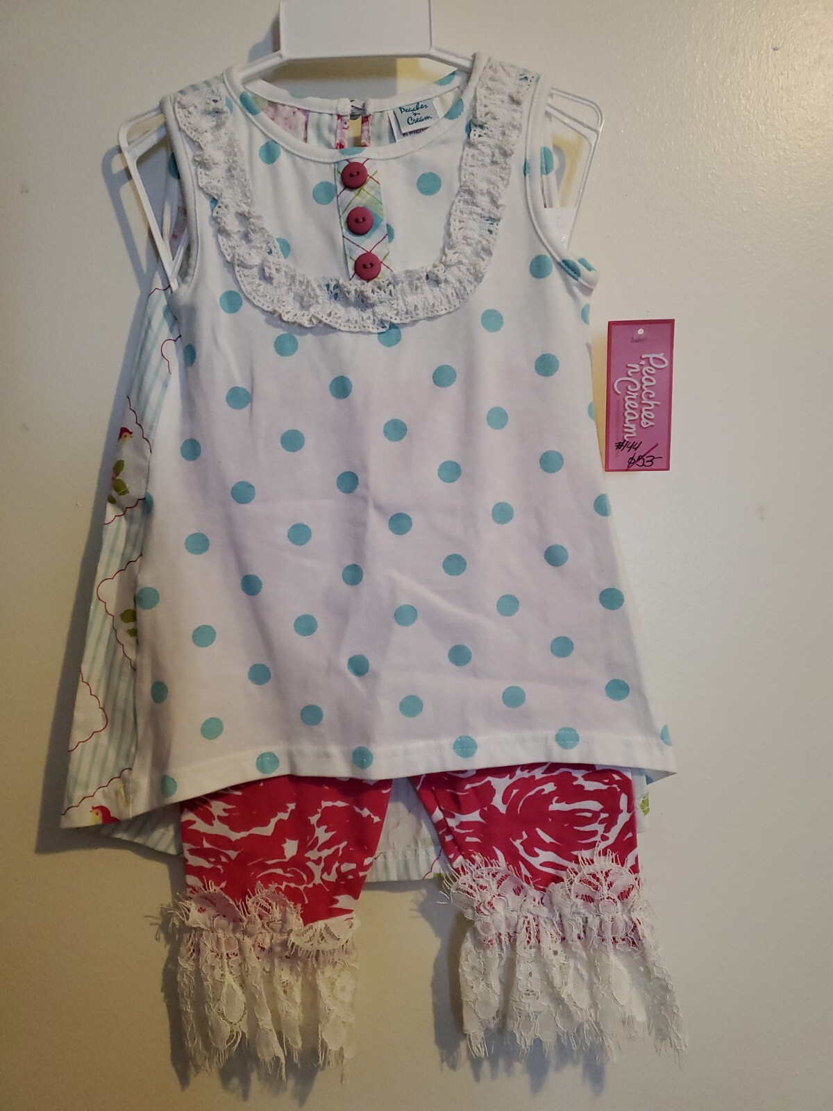 Peaches ‘n Cream 2 piece Outfit 3t NWT Birds Roses Summer