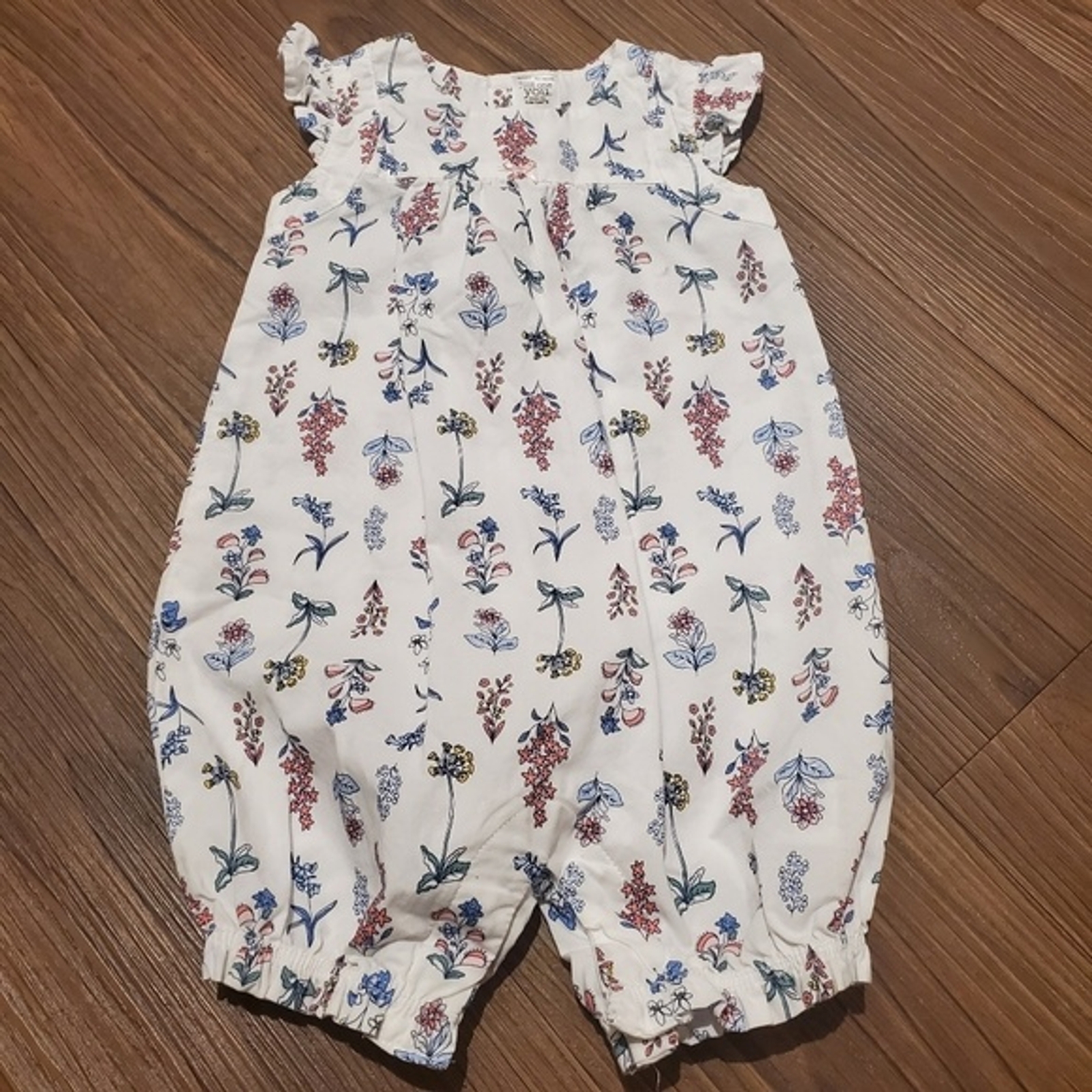 Carters Just One You Baby Girl Floral Jumpsuit Ruffle Sleeveless White Cotton 6M