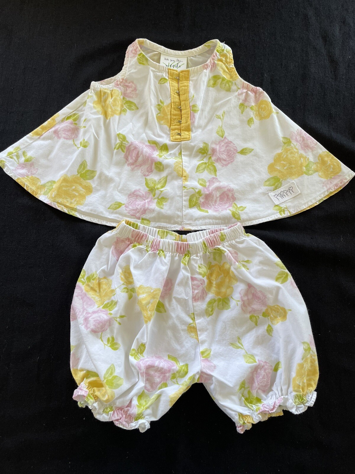 Kids Grow Like Weeds EUC Floral Print Woven Pima Cotton Top & Bloomers-6Mos