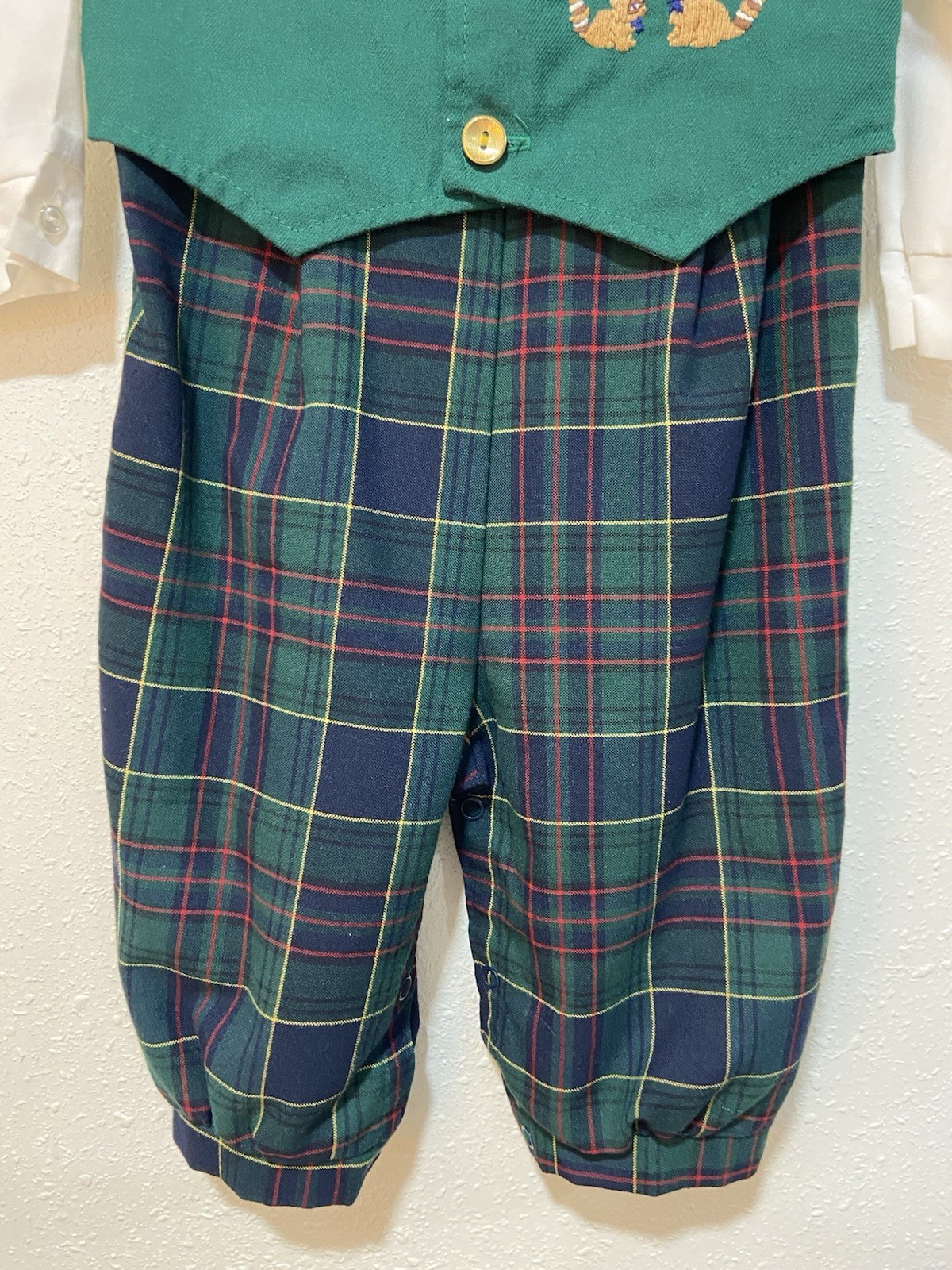 VINTAGE MICHAEL JAMES TODDLER ONE PIECE OUTFIT 24 MTH VEST TIE PLAID