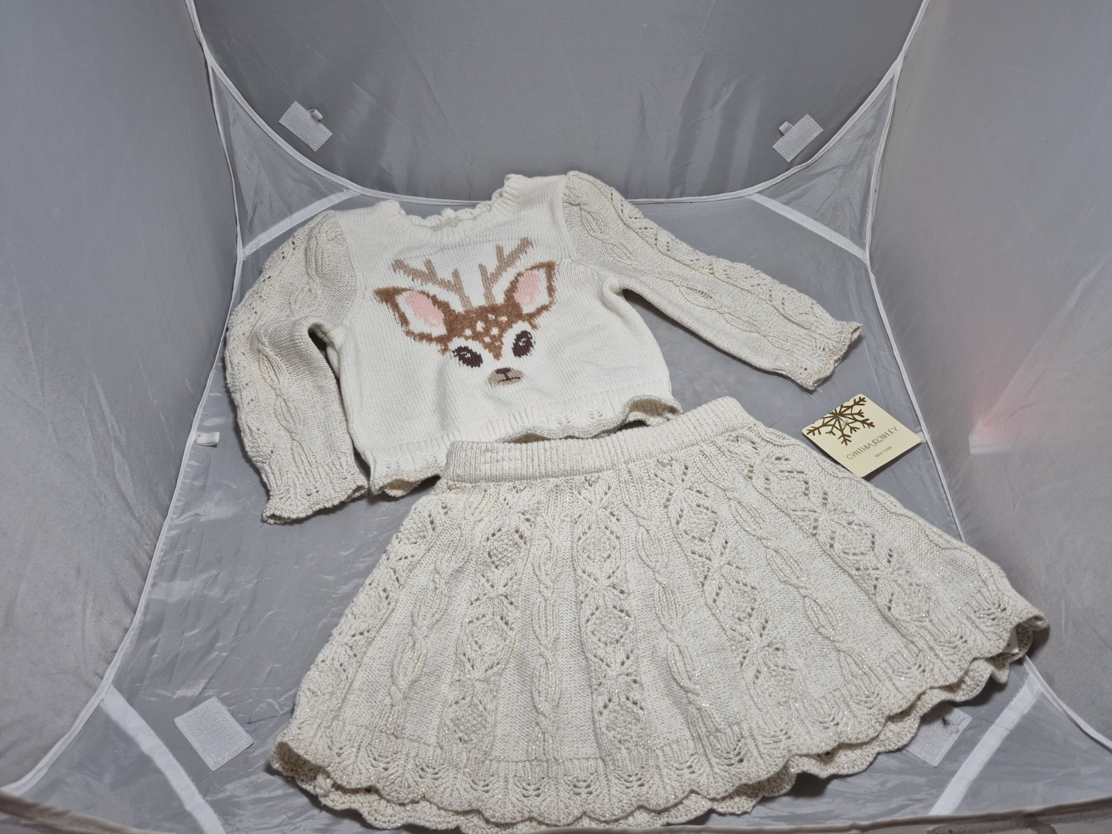 NWT Cynthia Rowley Reindeer Sweater Set Skirt Size 12 Mnts