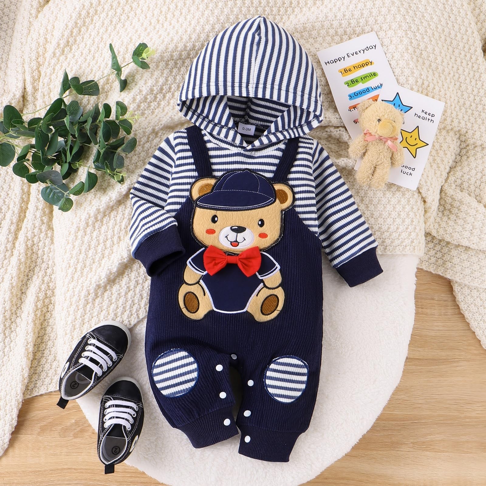 TOKIAGO 12-18 Month Boy Clothes Baby Hoodie Romper Fall Months, Blue