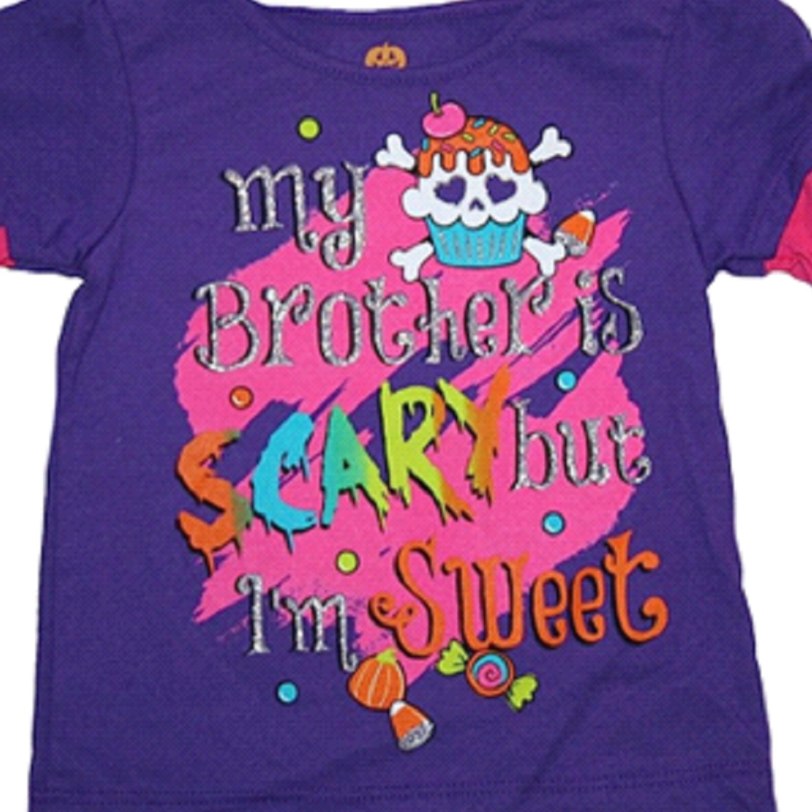 Halloween Baby Girls “My Brother is Scary But I’m Sweet” Long Sleeve T-Shirt-NWT