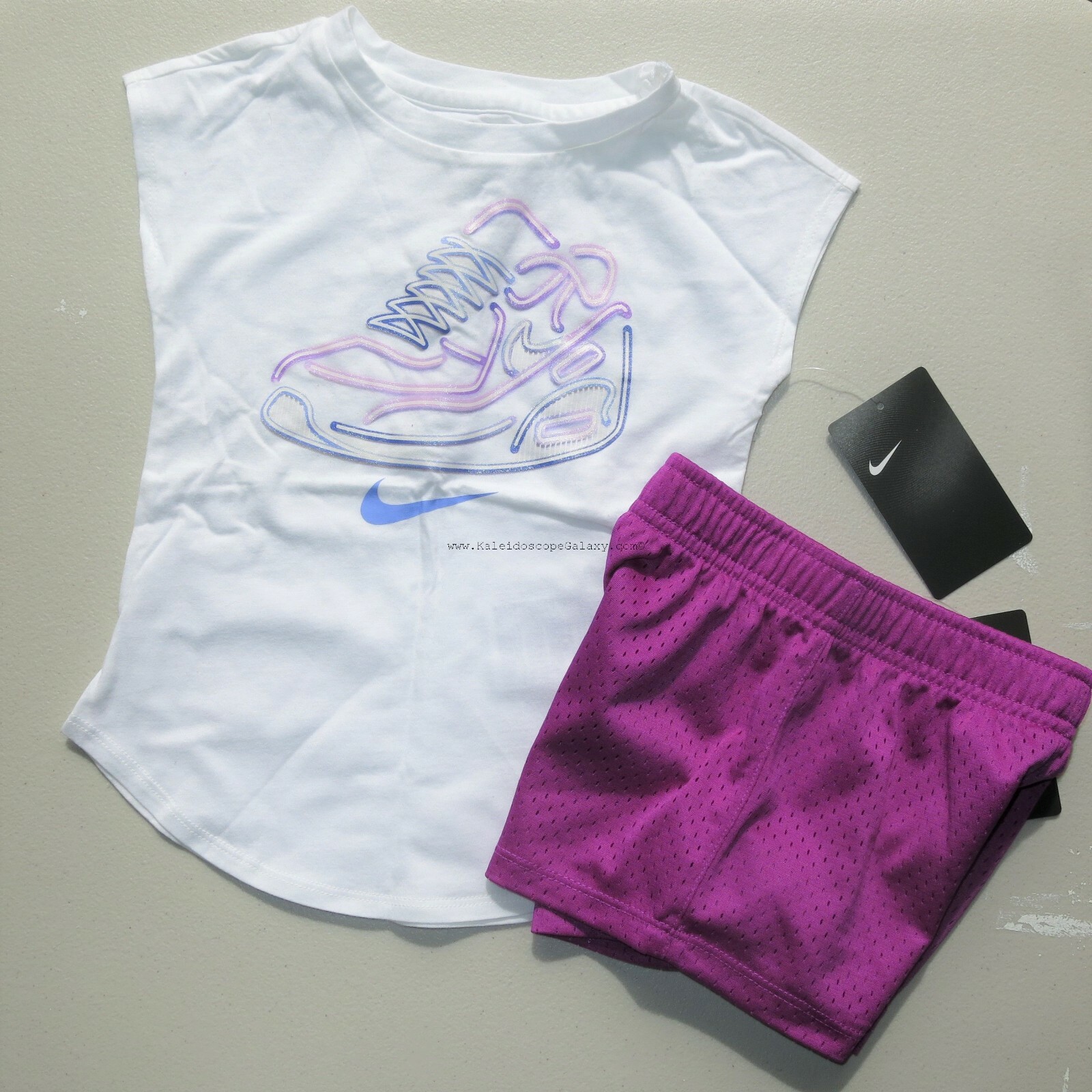 Nike Girls 3T or 4T Summer Mesh Shorts & T-shirt Purple NEW Spring