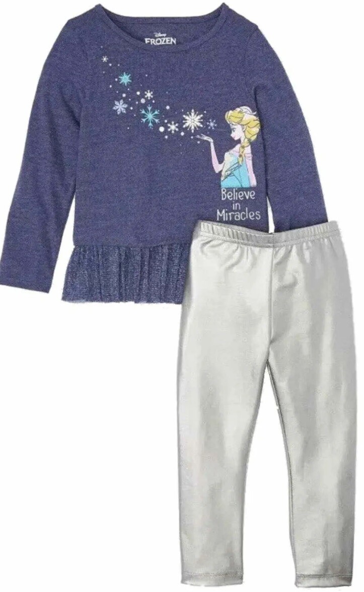 Disney Frozen 2 Toddler Girls Believe In Miracles Blue & Silver Elsa Outfit 3T