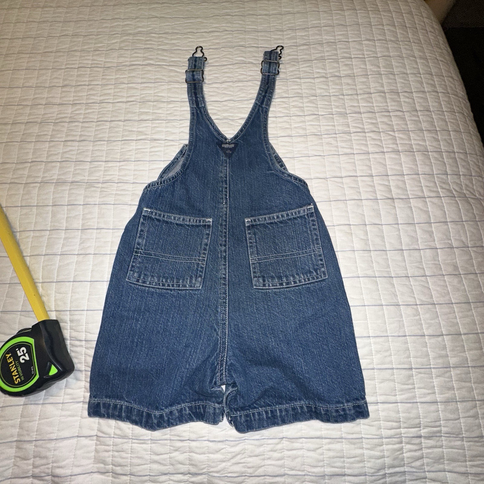 OSHKOSH Denim Shortalls 18 Months Overalls Shorts Blue Jean Rocket Space Crew