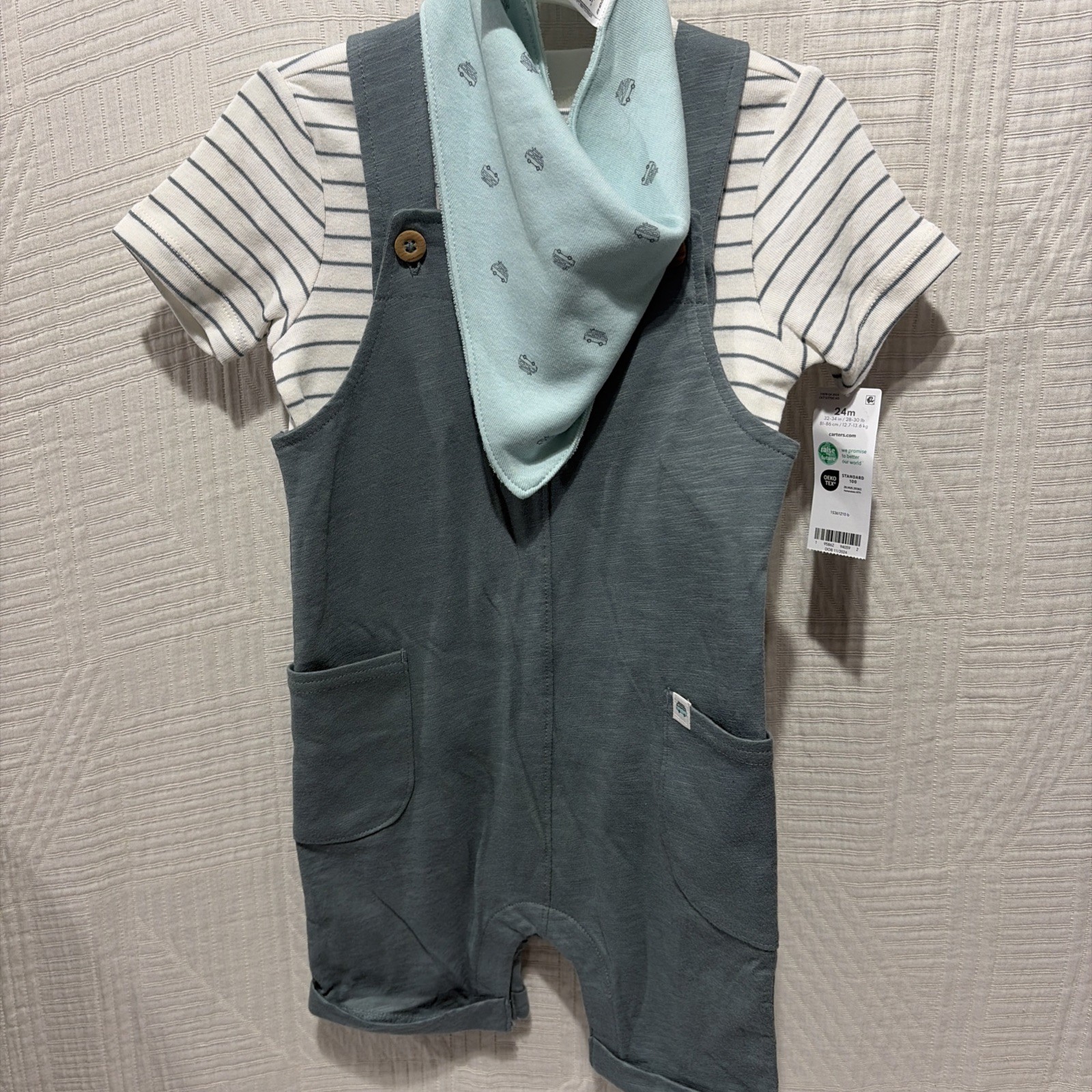 Carters Baby Boy 3 Piece 24 M Knit Short Outfit New