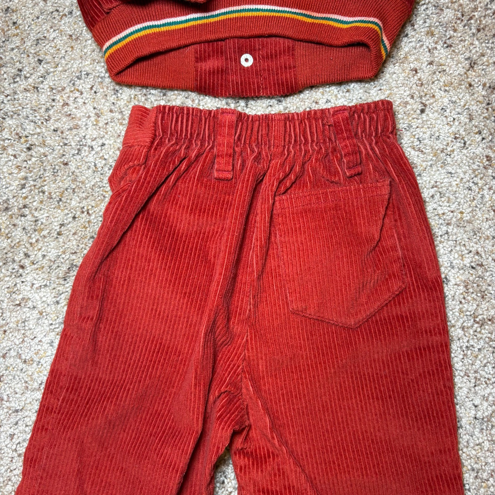 Health-Tex 4T Red Corduroy 3 piece outfit Jungle Habitat Elephant & monkey VTG