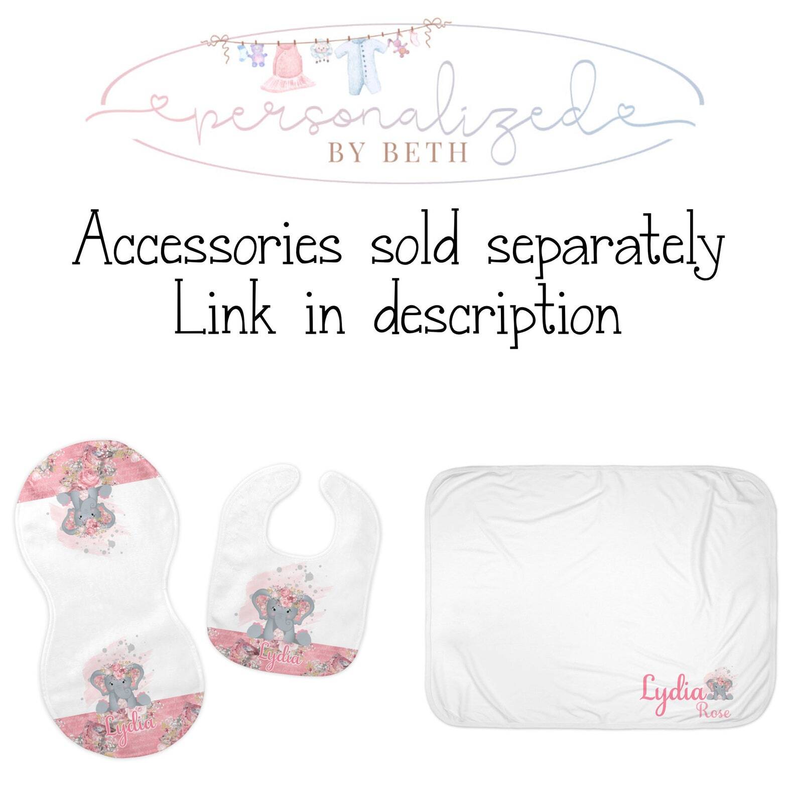 Baby Girl Personalized Pink Floral Elephant VS2 Gown Coming Home Outfit