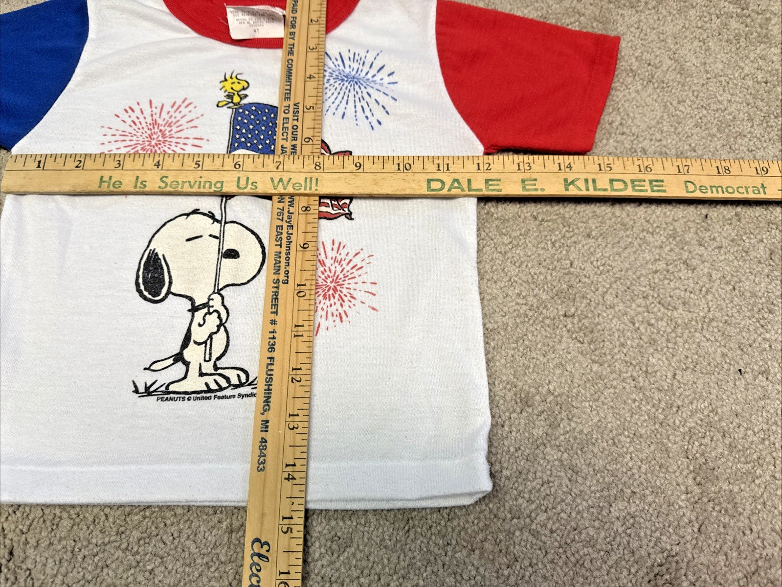 Peanuts Snoopy Shorts Set 4T American Flag Vintage Single Stitch