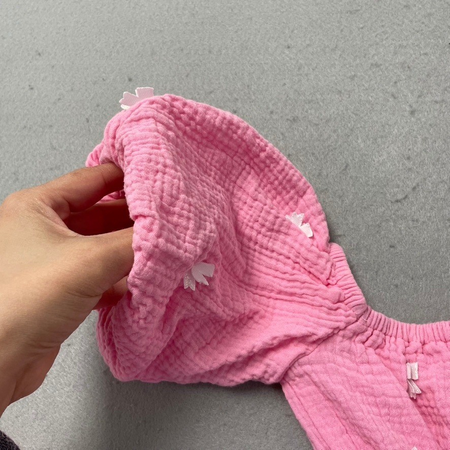 Lola + The Boys 2-Piece Set Girls Size 2 Toddler Pink Gauze Puff Sleeve Bows