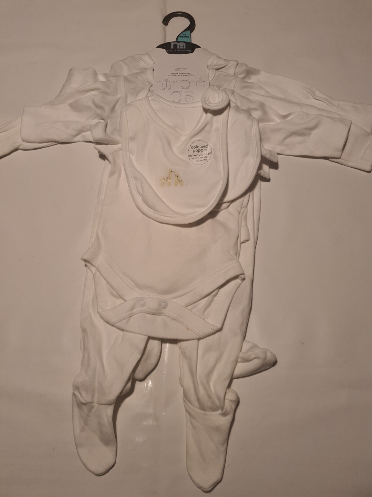 Mothercare Unisex Baby 7 Piece Set Age 1-3months White
