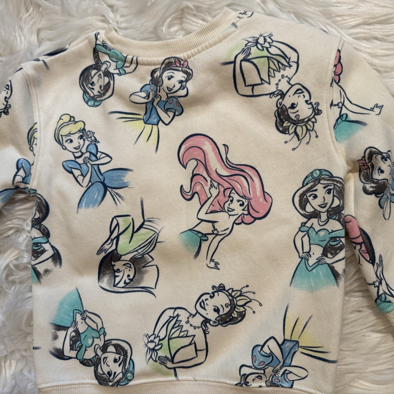 Disney Princess Cat & Jack 2pc Girls 2T Cream Sweatshirt Jeggings Set EUC