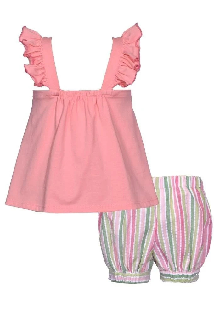 NWT Bonnie Jean Girls Ladybug Shorts Set Size 4T Pink Stripe Flutter Sleeve