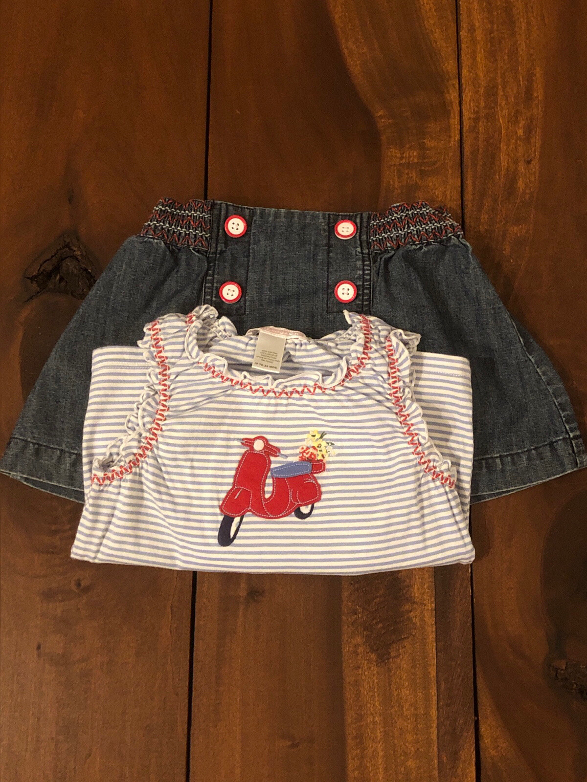 Janie and Jack Ciao Bella Shirt Skirt Bloomers Set Girls Sz. 18-24 Months 2008
