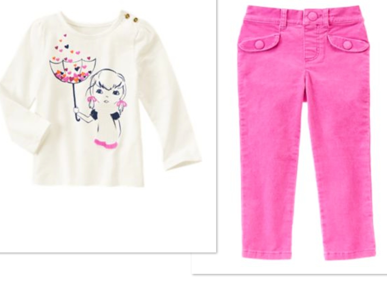 NEW GIRLS FALL RAINY DAY Long Sleeve Top AND PINK Pants Outfit 2T GYMBOREE *