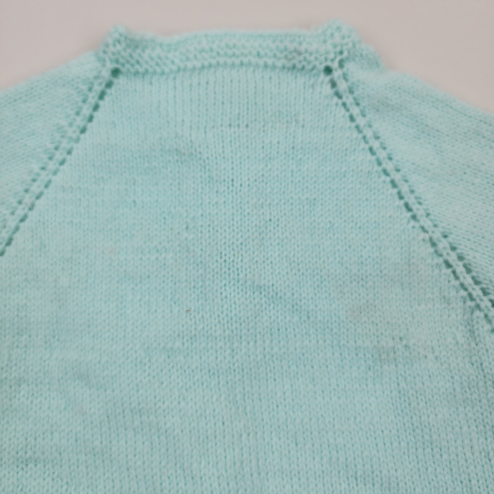 Vintage 1960s Hand Knit Baby Cardigan Set Blue Sweater & Booties 0-6 Months