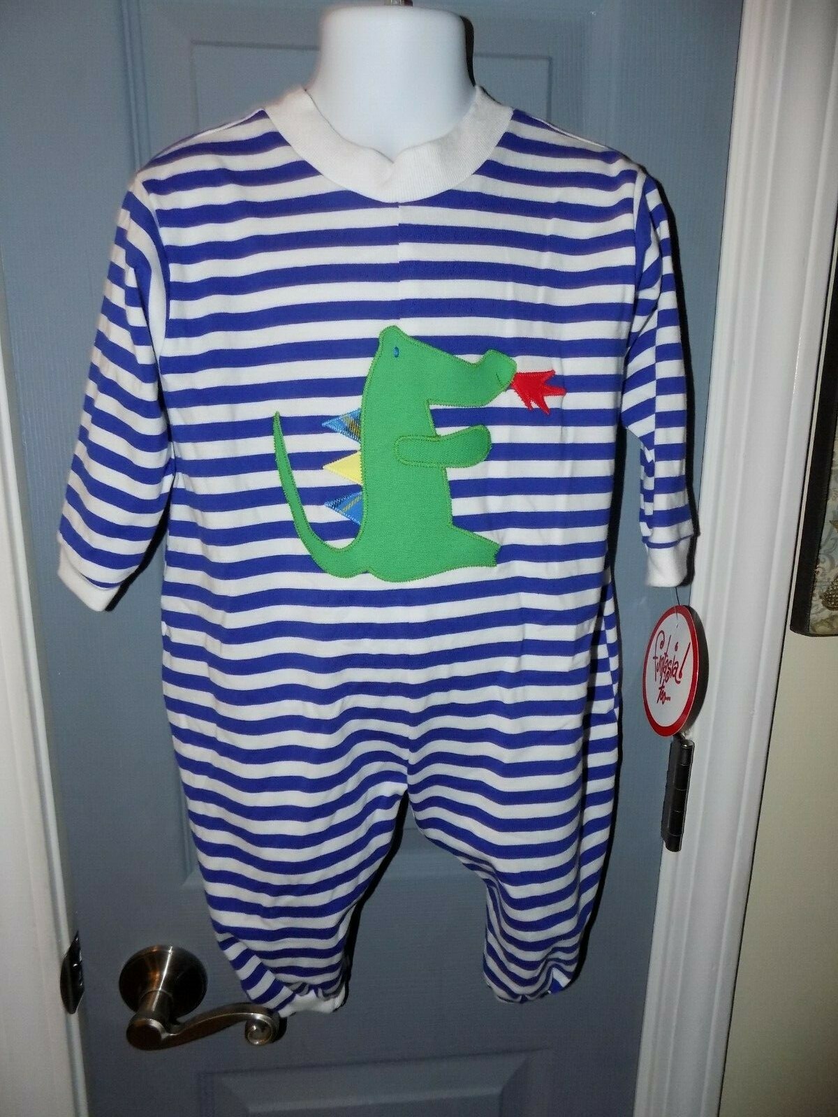 BOUTIQUE FUNTASIA TOO LONG SLEEVE STRIPED DRAGON APPLIQUE OUTFIT SIZE 18M NEW