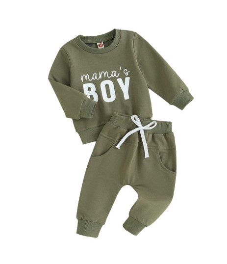 Casual Baby Boys Green Outfit Newborn Letter Print LongSleeve Sweatshirt
