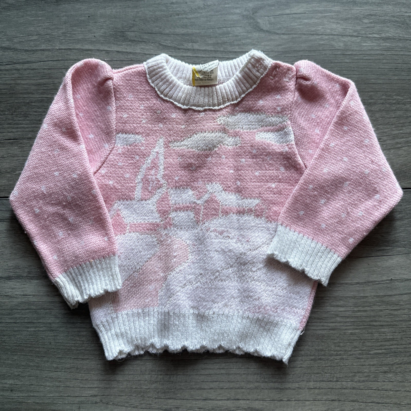 Baby Knit Sweater and Pants Set Pink White 12 Months 100% Acrylic 2 Piece