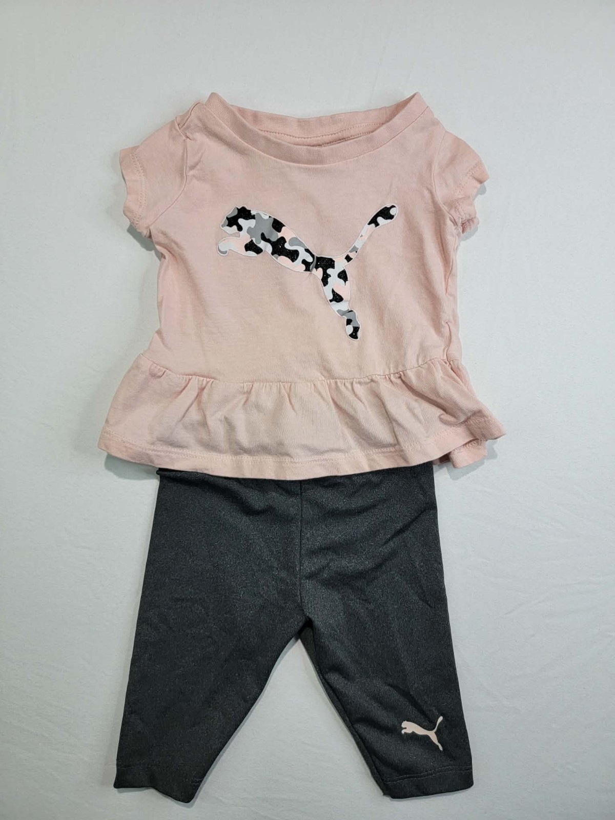 Puma Baby Girls 3-6 M 2PC Outfit Pink Top Gray Leggings