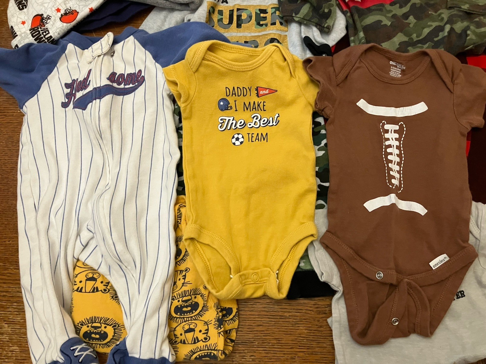 Baby Boy Bundle Lot Manly Football Sports Camo Pajamas Nike Shoes 0-3 3-6