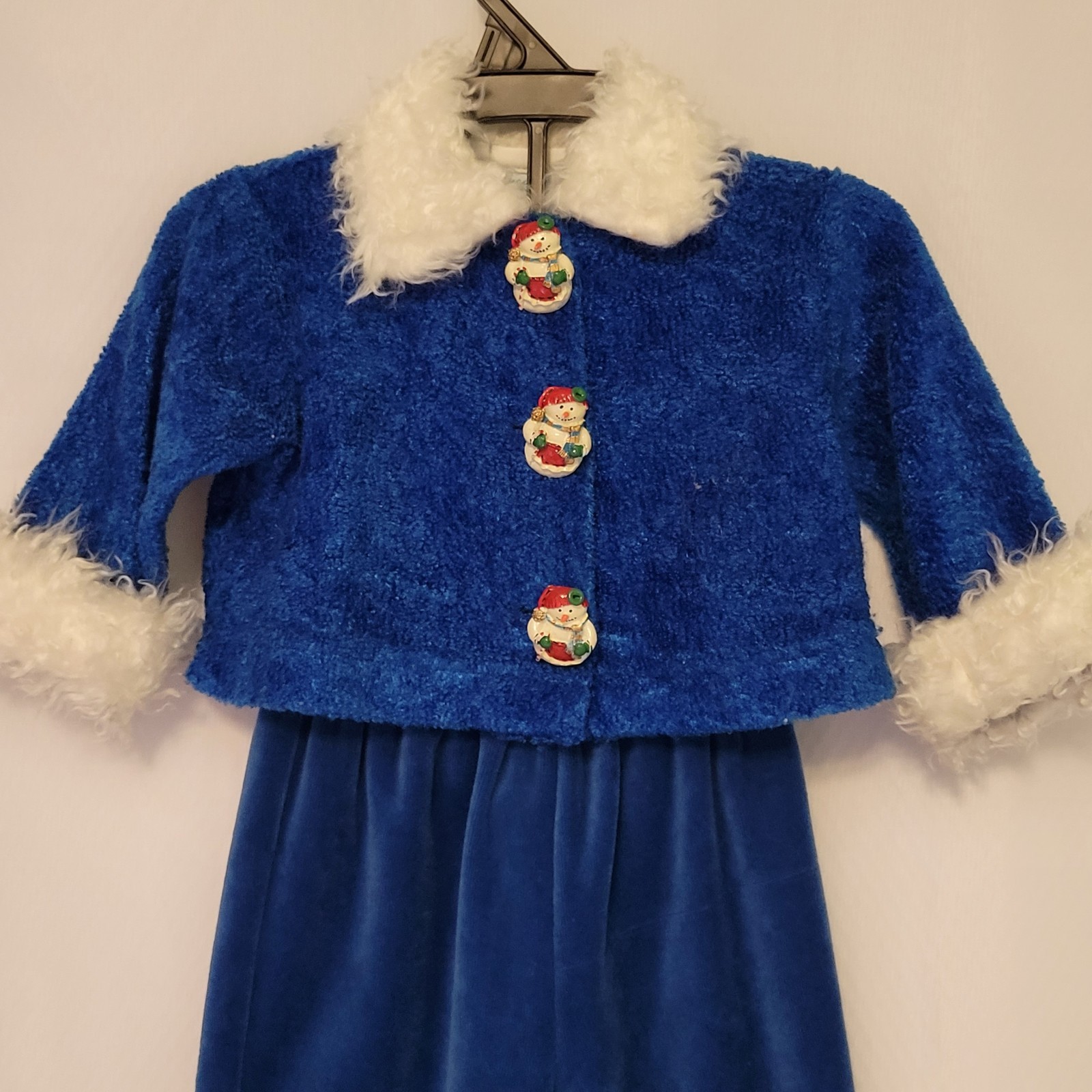 Peaches N Cream Girls 12 M Holiday 2 Piece Set Velour Pants Snowman Buttons