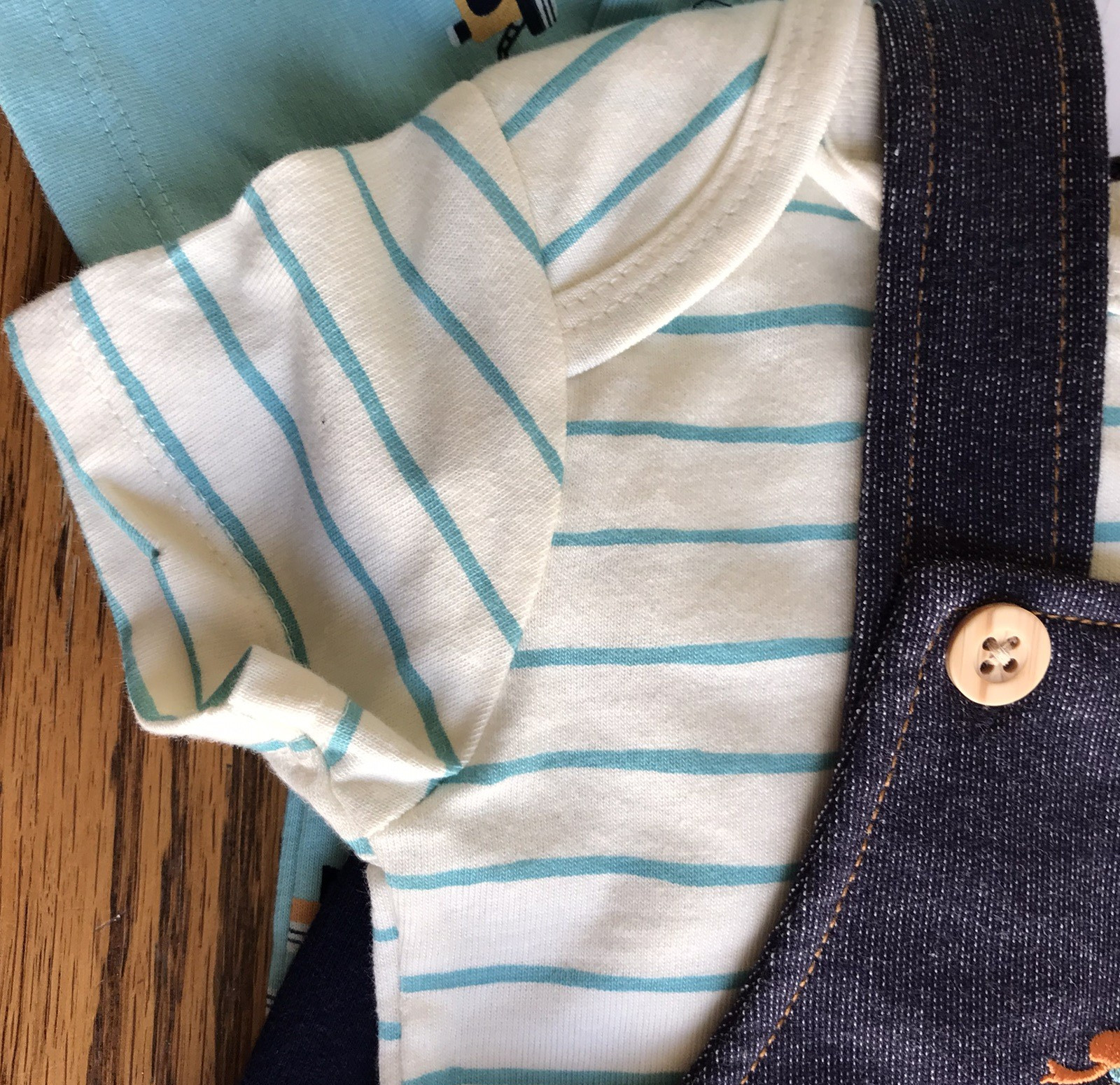 4 pc Pekkle T-shirts Overalls Shorts Set Toddler 18M Teal & Navy Blue Boats NWT