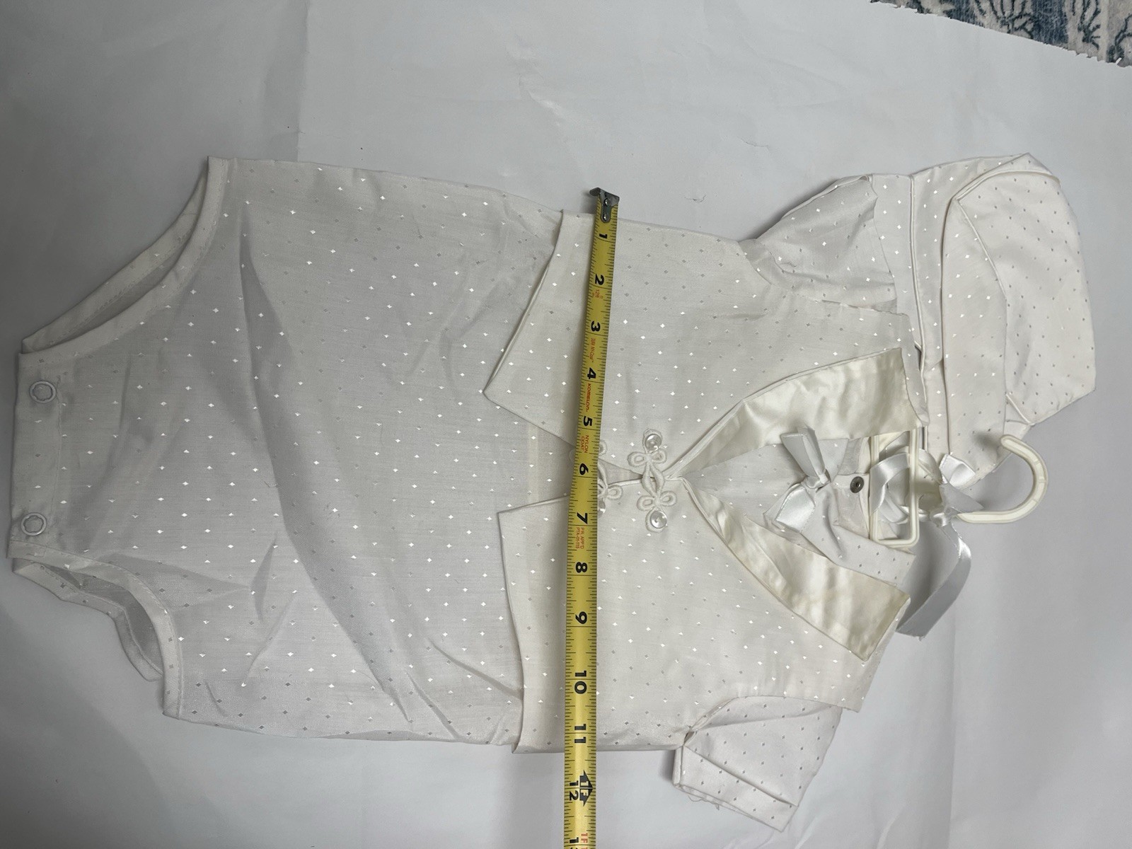 Vintage White Baby Boys Romper Vest Set with Bonnet Christening Special Occasion