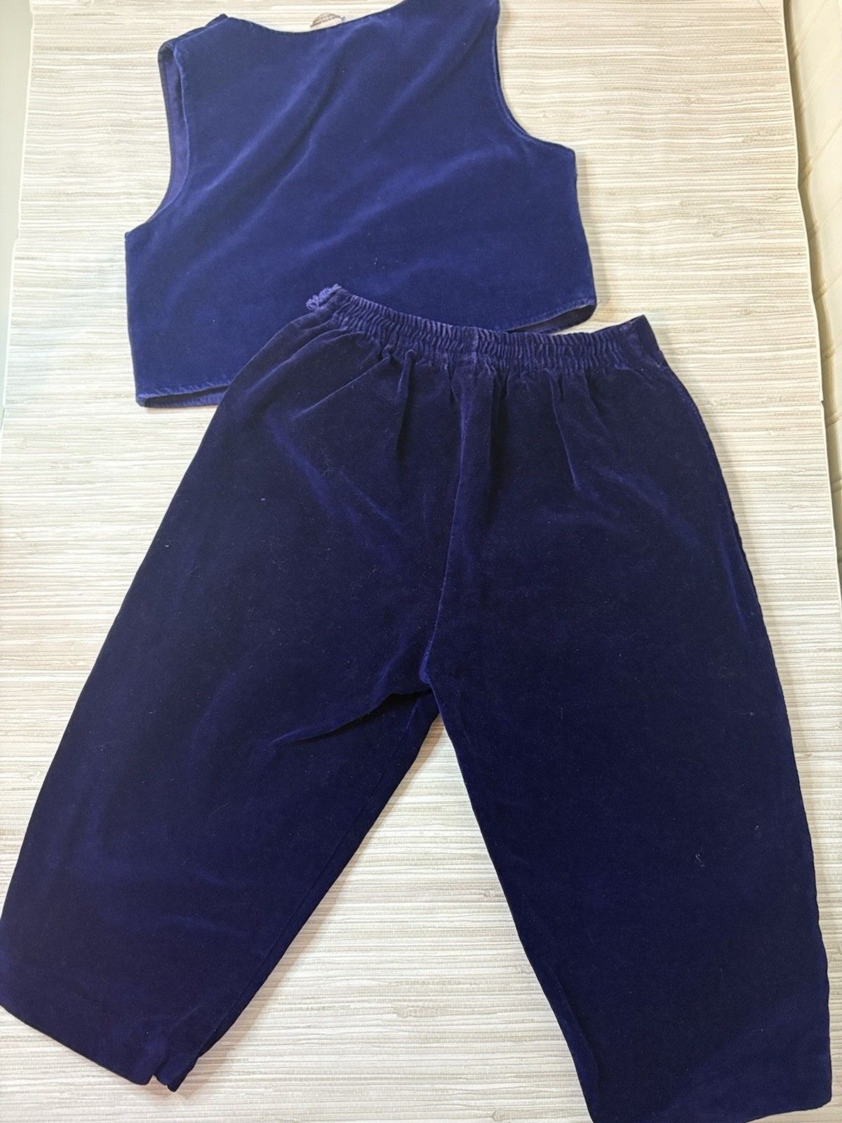 Vintage Velour 24 Months Holiday Train Navy Vest And Pants Set