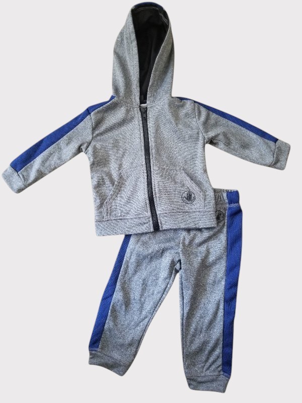 BODY GLOVE Fleece Lined Gray Hooded Jogging Pant Set Boys Size 18 months