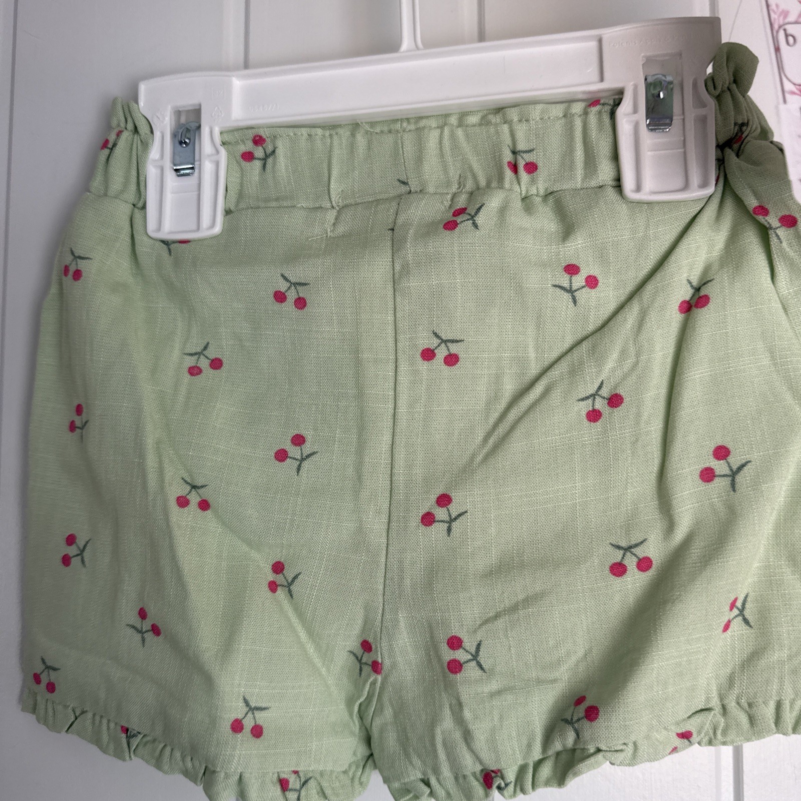NEW NWT Btween Girls 18 Months Pretty Cherry Short Set With Bows Linen Blend
