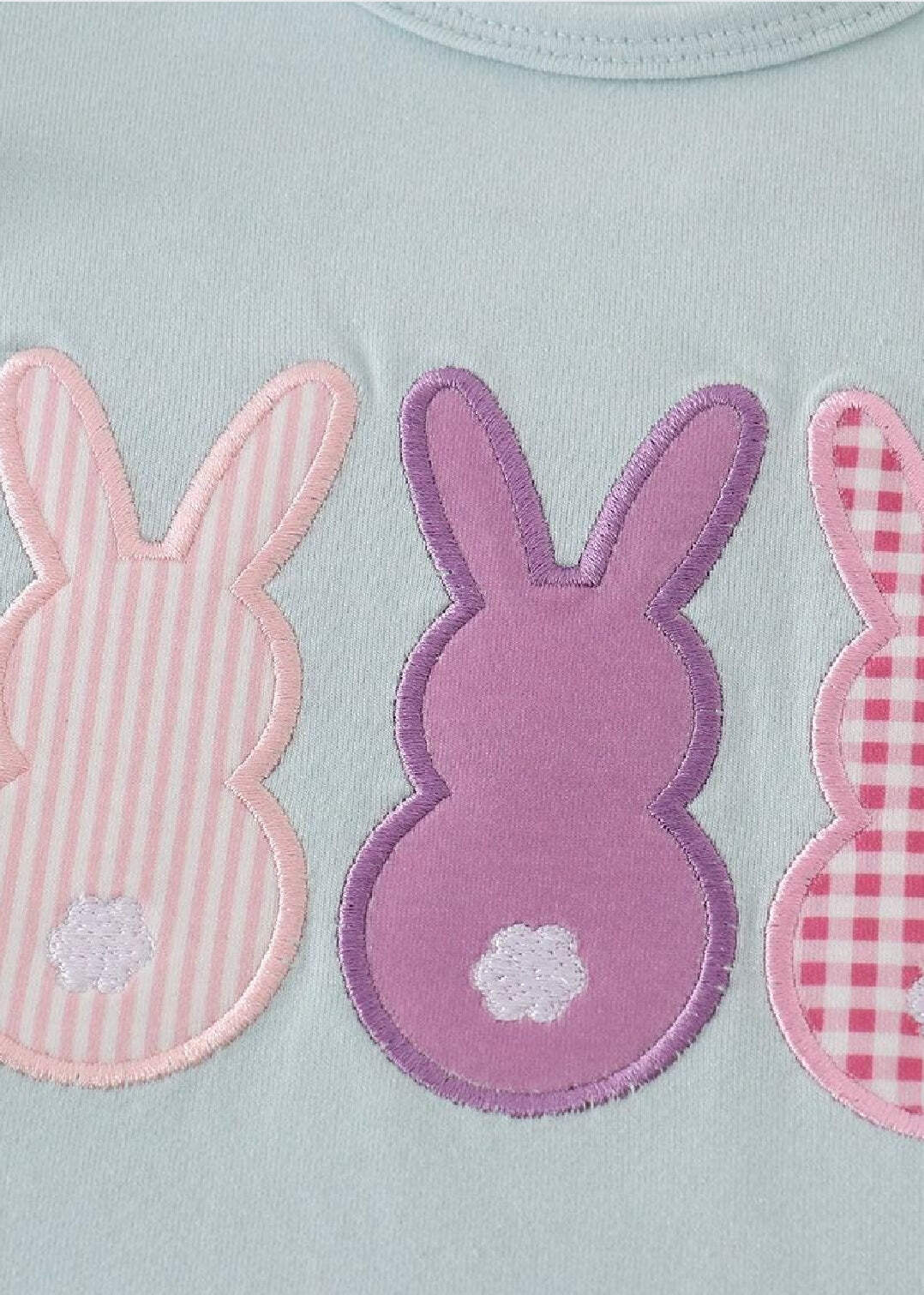 Girl’s Boutique Easter Purple Bunny Applique Knot Two Piece Set Sibling Matching