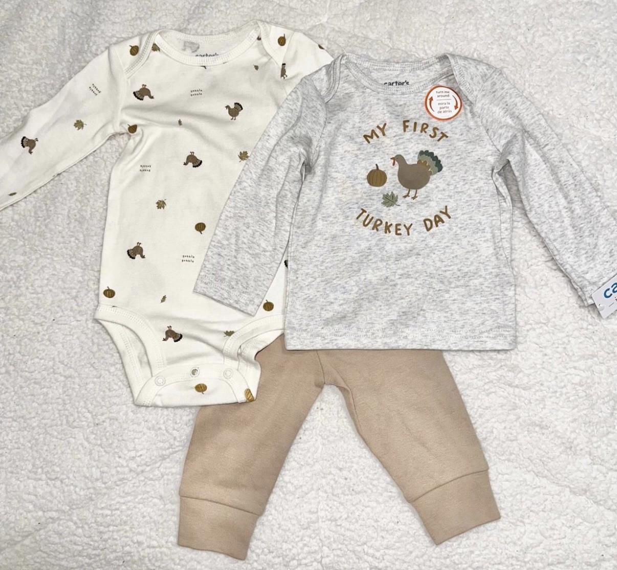 NWT Carter’s Unisex Baby 3 – Piece Thanksgiving Top & Bottom Set – Size 6m