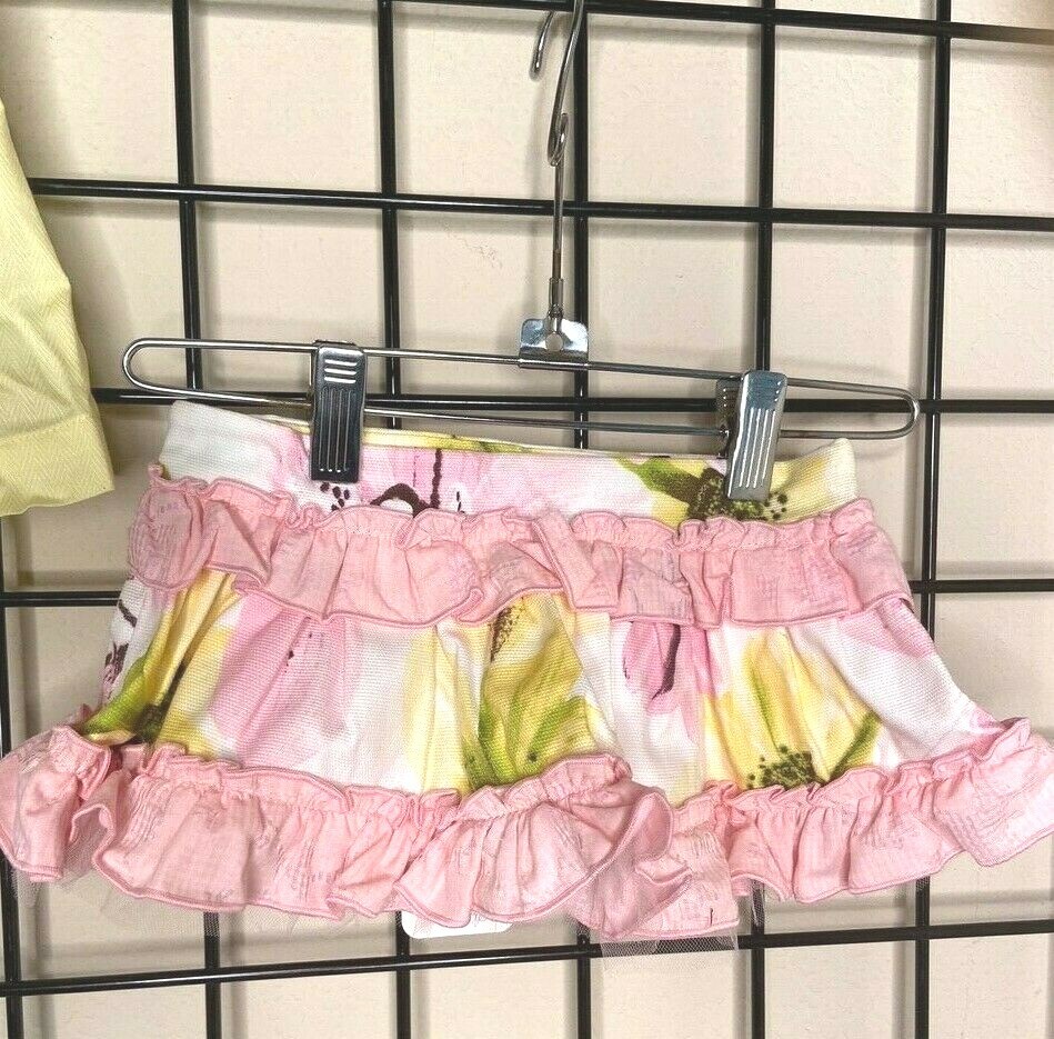 NWT NEW Yellow & Pink Designer Blue Ocean PLUSH/RICH ruffle Skirt/Top SET 2/3Y