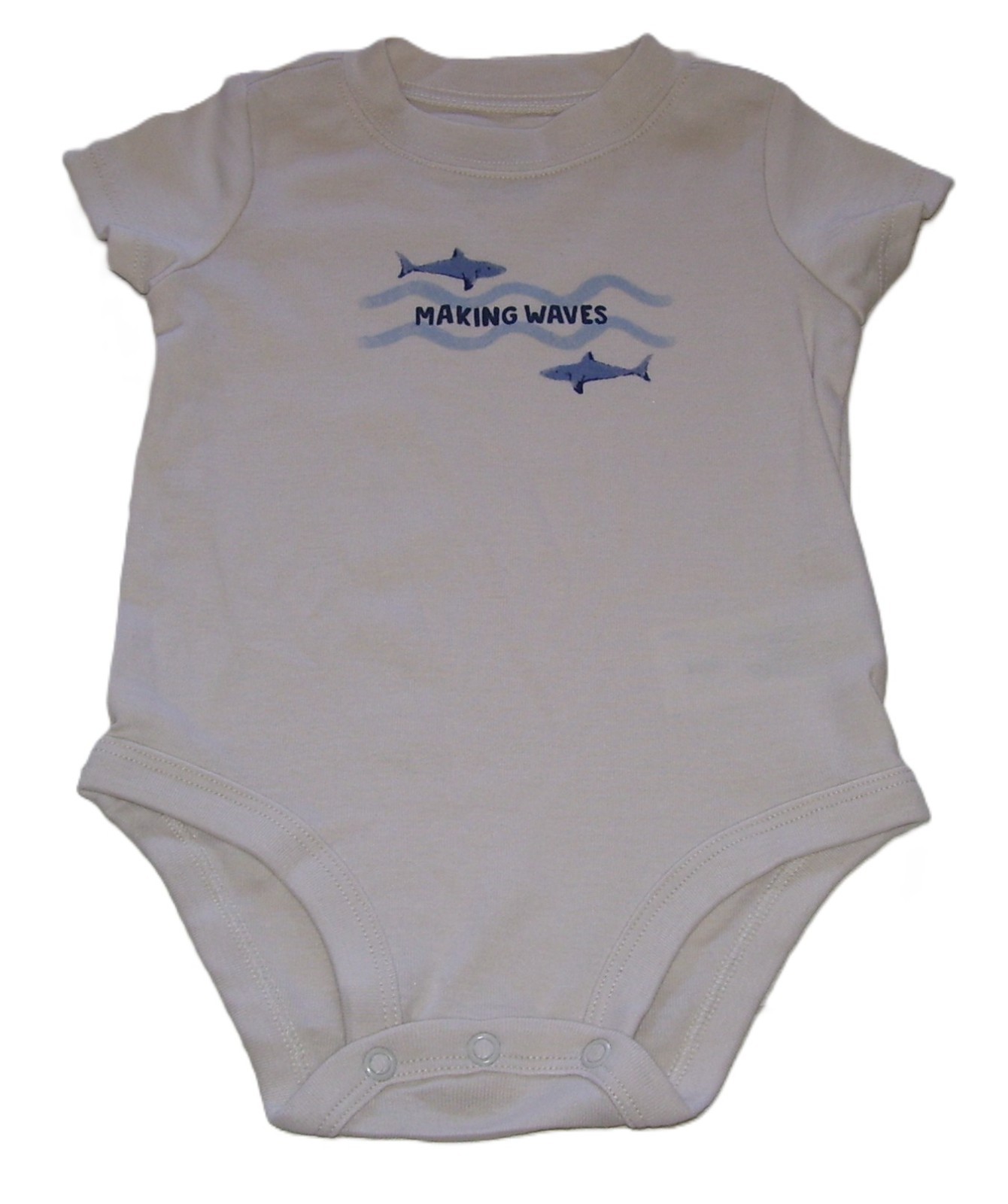 Carter’s Child of Mine 3 Pc Ivory Shark Bodysuit Blue Shirt Shorts Outfit 3-6M