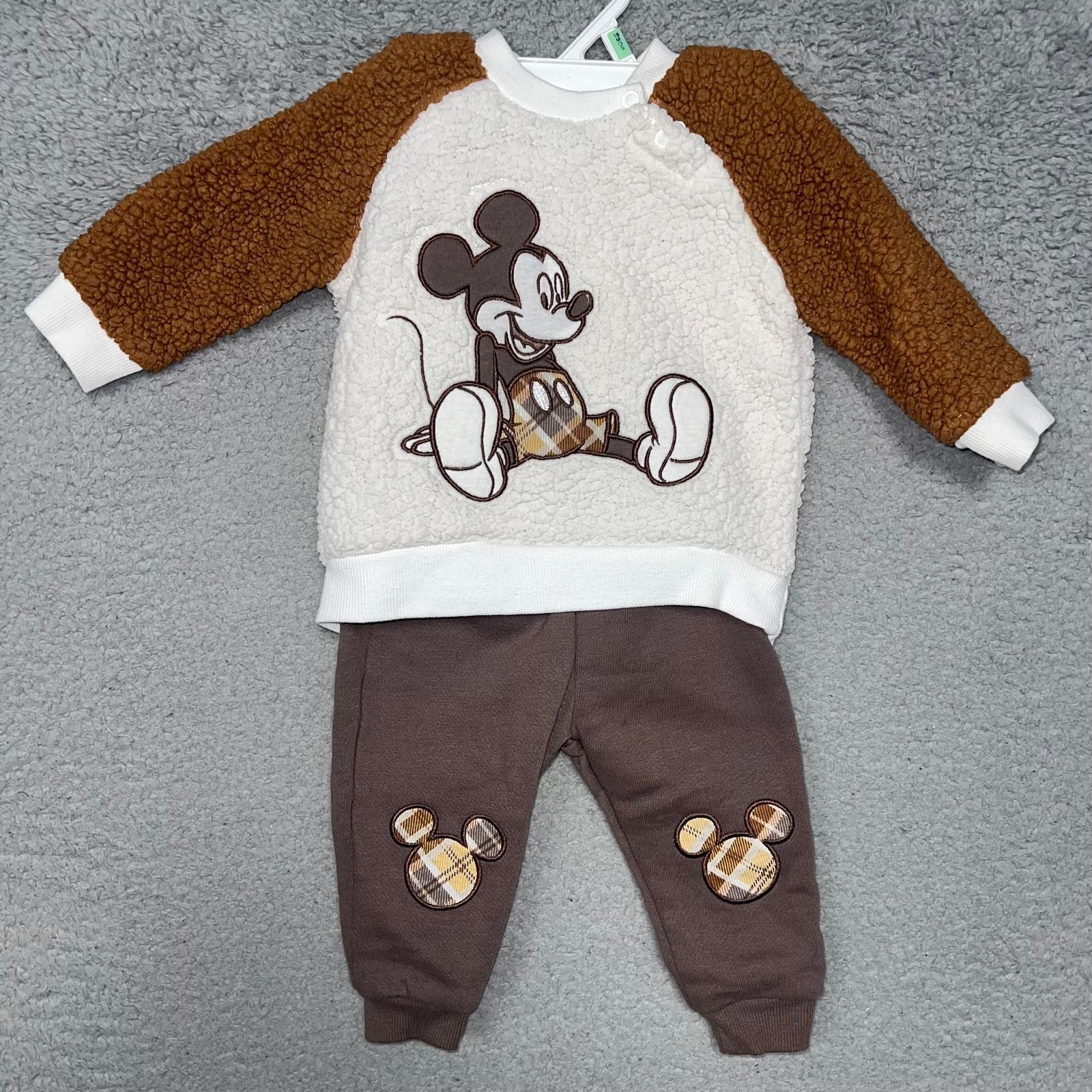 Disney Baby Mickey Mouse Sweater & Pants Set Toddler Sz 6-9 Months Sherpa Patch