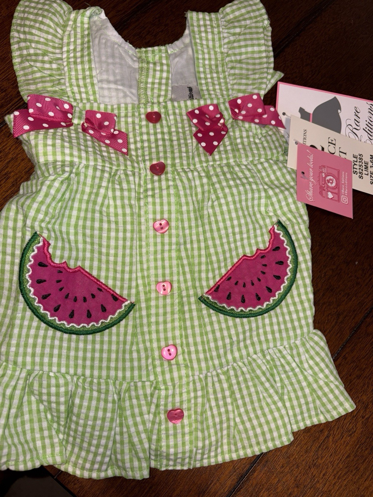 Baby Girl Pink and Green Watermelon Two-Piece Dressset Size 3-6 Months