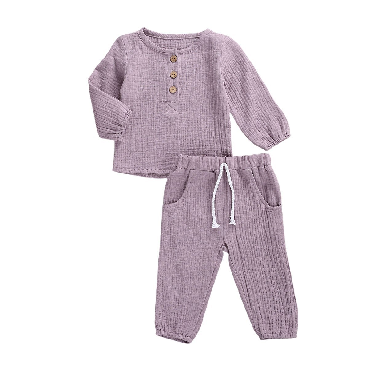 0-5Y Cotton Linen Clothes Autumn Long Sleeve T-shirt +Long Pants 2pcs Outfits