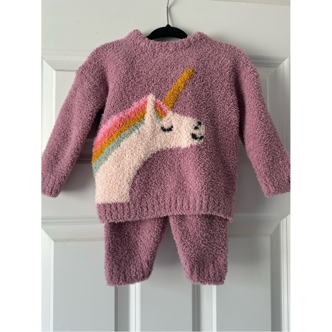 Hanna Andersson 12-18 Months Plush Dusty Pink Unicorn Fuzzy Matching Set
