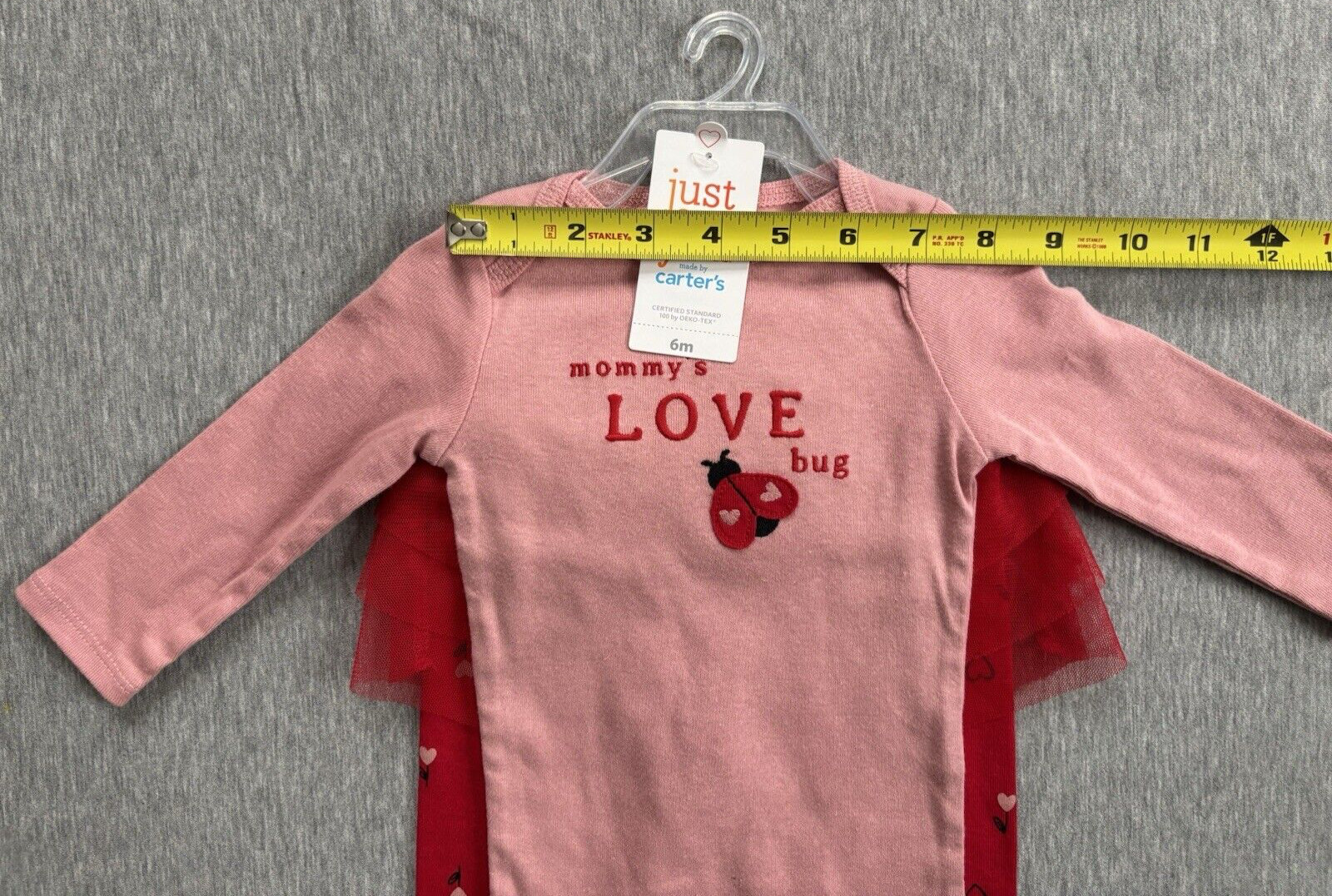 Carters Valentine’s Day (Girls 6M) 2-Piece Pink Bodysuit & Red Tutu Pants Set